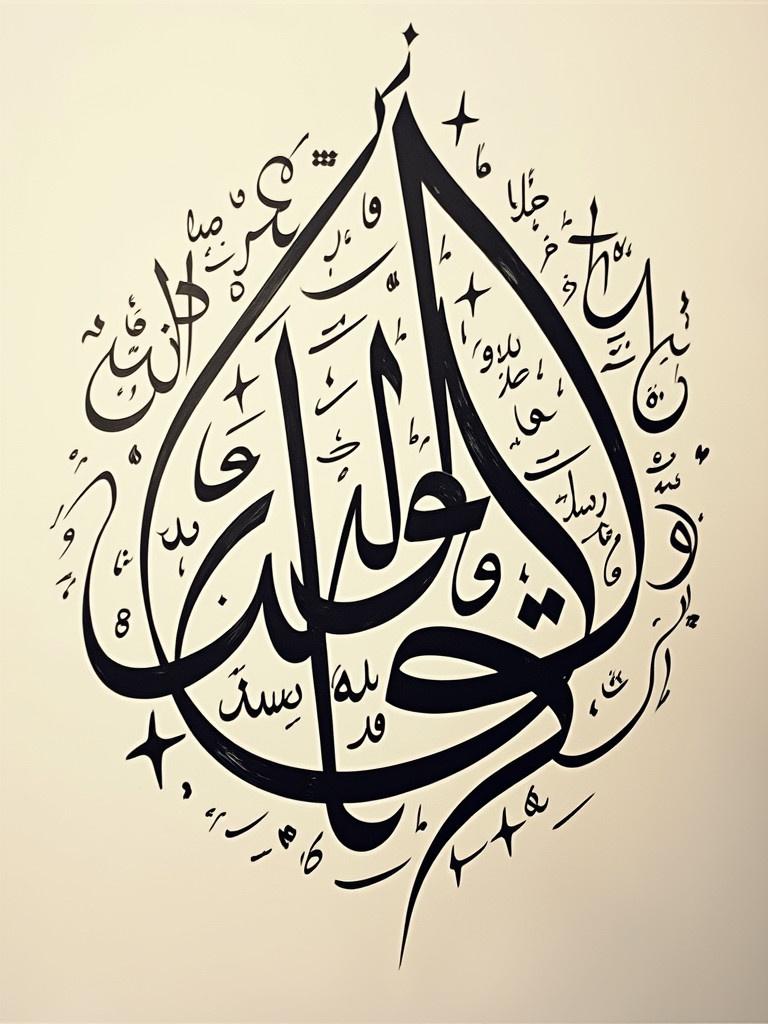 Arabic calligraphy showcasing the phrase 'عود محمد'. Aesthetic design with curved and swirling lines.