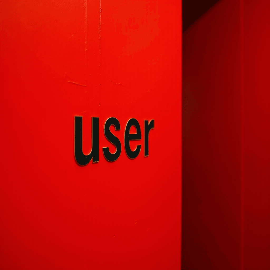 A bold black "User" sign stands out against a vivid red background.