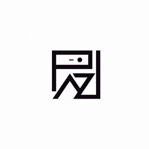 Logo design of the word BAZ in Arabic square kufic style. Highly geometric and symmetrical. Modern minimalist design with bold black lines on a white background. Vector style symbolizing strength and leadership. Suitable for a travel brand. Clean and powerful composition.