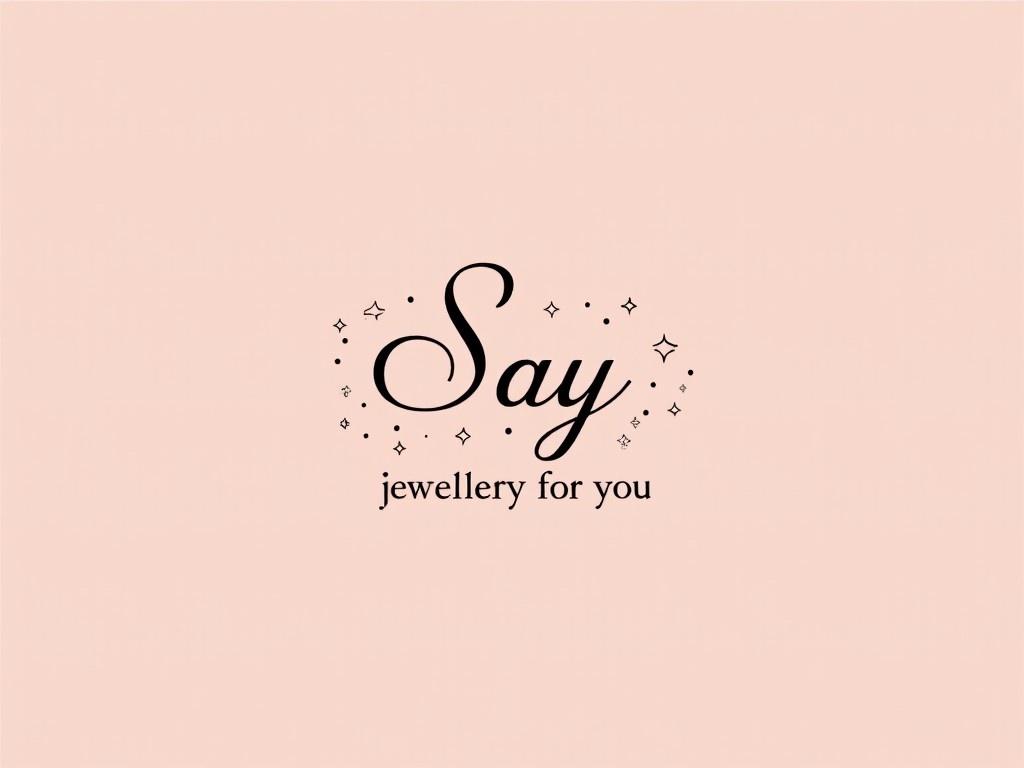 The image features a logo design for a jewelry brand named "Say." The logo is elegantly crafted, with the word 'Say' presented in a stylish font. The color scheme has a soft, muted tone, predominantly featuring a rose or muted pink background. The tagline "jewellery for you" is written underneath in a smaller font, emphasizing personalization. The design includes subtle sparkles around the logo, hinting at the sparkle of jewelry. Overall, the design conveys a sense of elegance and sophistication that is well-suited for a jewelry brand.