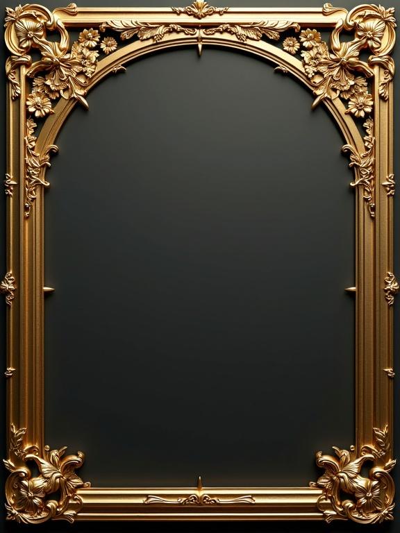 Golden 3D book border created in the Art Nouveau style. The background features a muted green color.