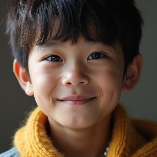 Real photography featuring a smiling boy with light brown hair. Natural light creates a warm atmosphere.