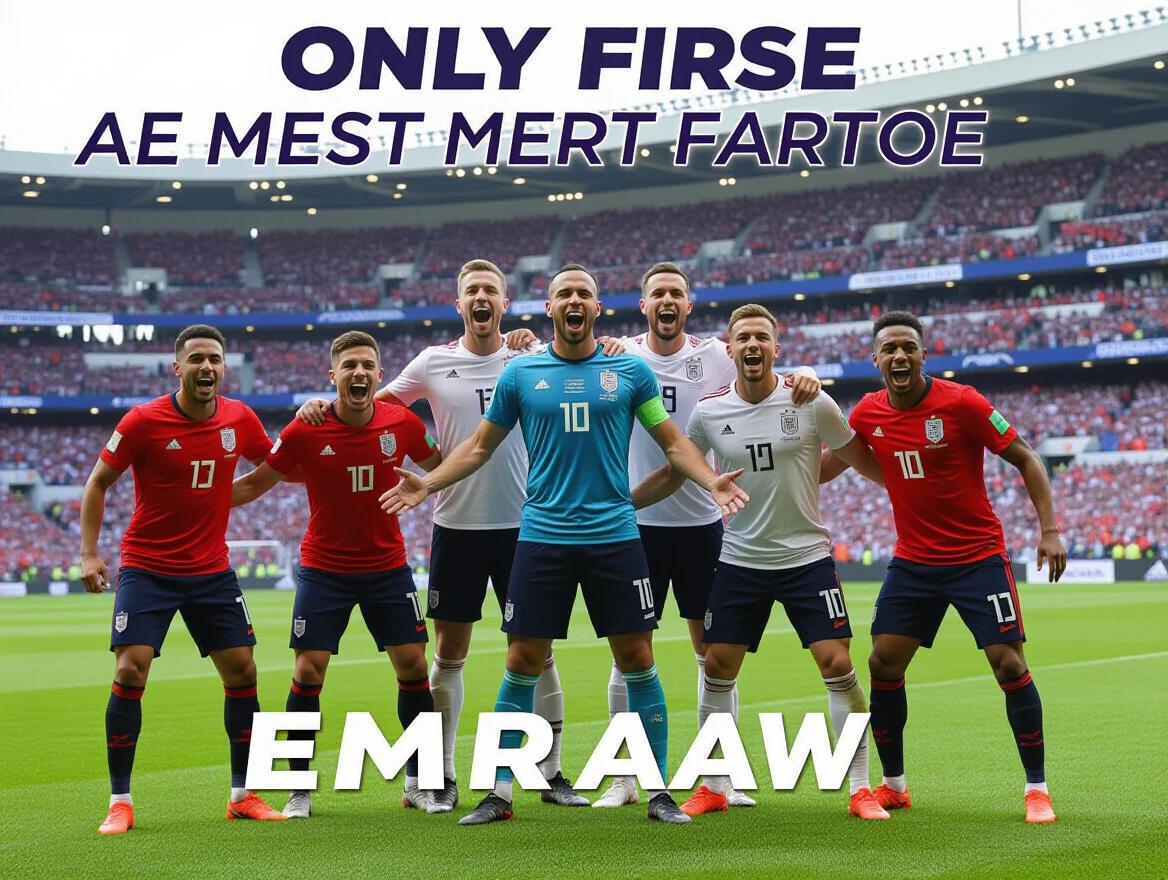 Only one roster of players is present. Real than a draw. Six players pose together in their team uniforms on the field before the game. Players display unity and teamwork in this sports photograph.