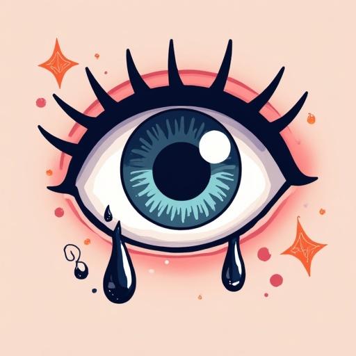 Icon with an eye featuring a third vertical pupil. The eye has a cracked iris. The eye weeps black tears that dissolve into psionic runes. The design is cheerful and cartoonish with bold outlines. The background is a solid color. The style is fun and playful, resembling children's book illustrations.