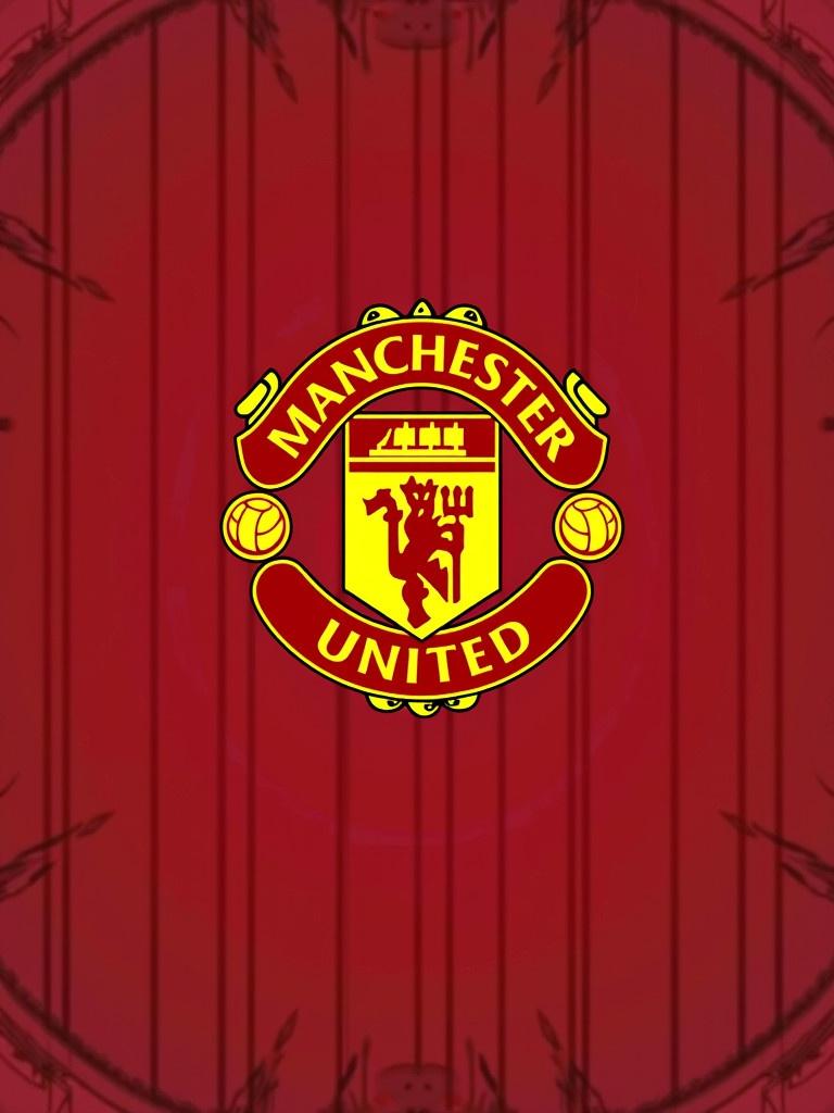 The image showcases the Manchester United logo. The logo is centered on a red background. The design features iconic elements of the club. The style is bold and vibrant, representing sports culture.