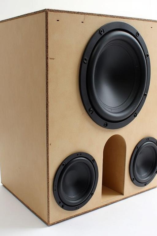 Detailed project for a high performance automotive speaker box with 4 subwoofers of 15 inches. Designed with 2 subs facing forward and 2 upward, featuring a slot vent design. Ideal for internal and external sound, providing deep bass and high sound pressure.