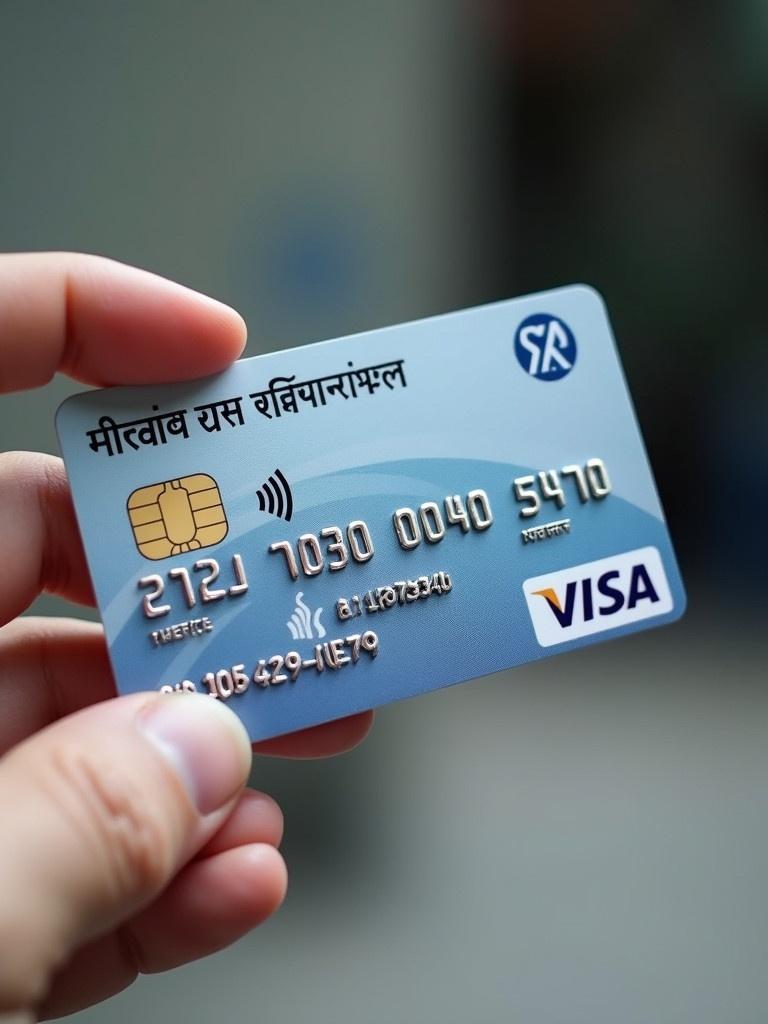 Credit card from Nepal shown clearly. Card displays identification information. Card number and CVC visible for verification. Expiration date included. Professional appearance suitable for official use.