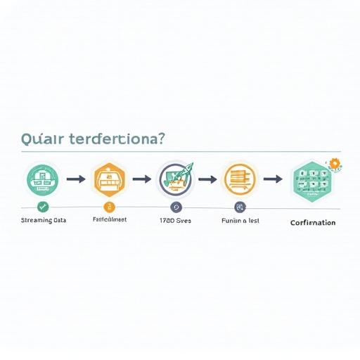 Create a modern infographic summarizing a signal processing workflow. Five steps are clearly outlined. Design features arrows connecting each stage. Icons illustrate each step. Steps include streaming data input, full storage of Range-Doppler map, 2D verification, confirmation step, and final output list.