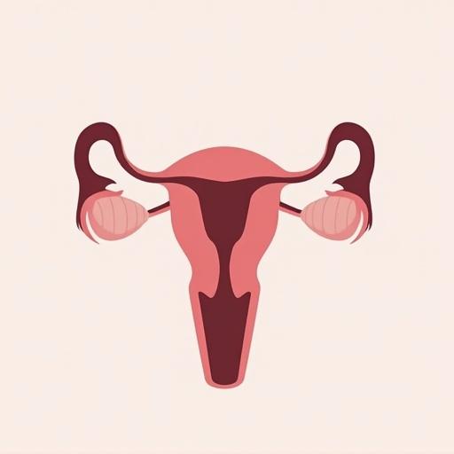Simple icon illustrating the uterus and associated organs in a minimalistic style using one color