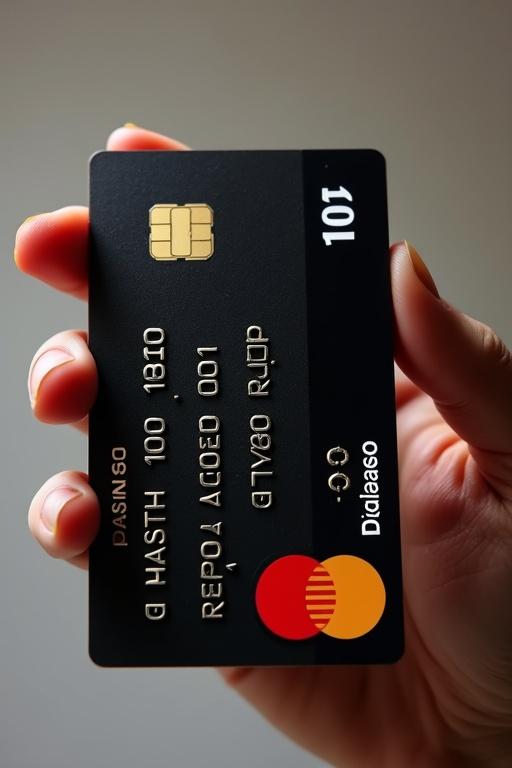 Visual representation of a payment proof using a MasterCard black. Display a hand holding a credit card with details. The card symbolizes a payment of $110.