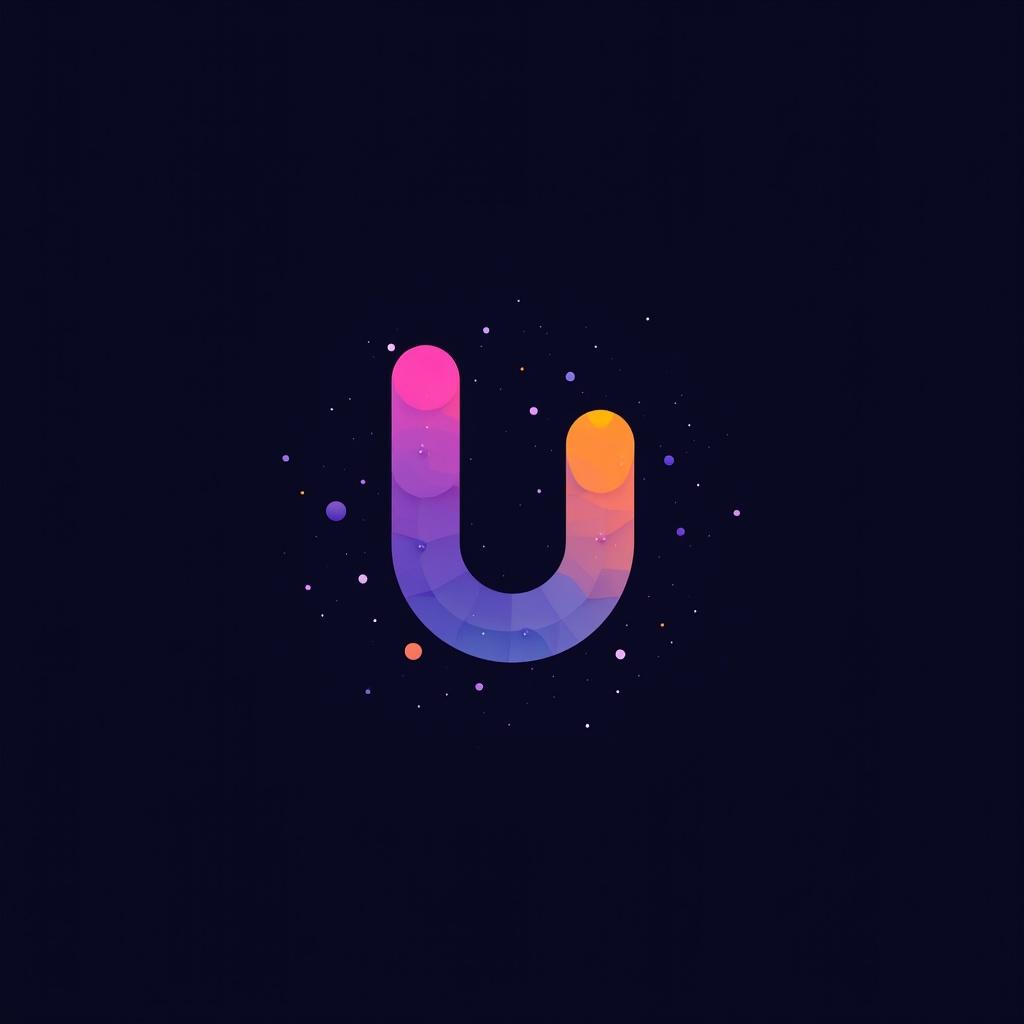 Design a logo for 'U'. Features interconnectedness and flexibility. Focus on innovation. Clean and cohesive brand identity. Professional minimalistic style. Galaxy gradient colors.