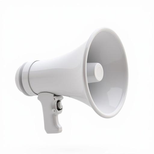 3D render of a megaphone icon with a glassy effect isolated on a clean white background