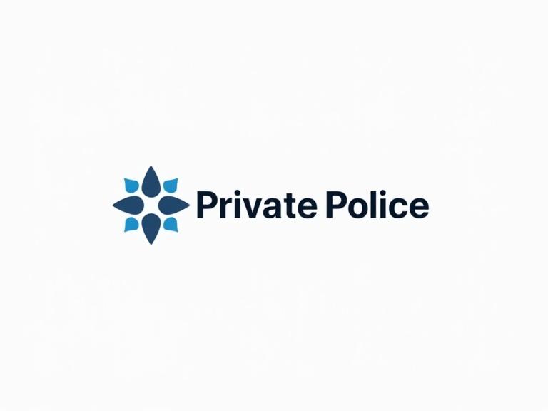 Minimalistic professional logo designed for Private Police with abstract elements. Simple color palette intended for branding in technology sector.