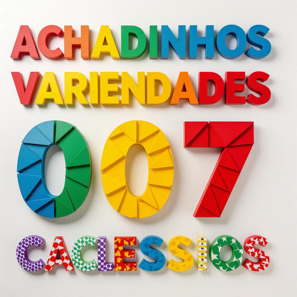 Create an Instagram photo featuring colorful letters spelling 'Achadinhos Variedades 007' with a shadowed staircase effect. Include a humorous spy silhouette searching. Include realistic product images like clothes, bags, watches, beauty items, electronics, home decor, and toys.