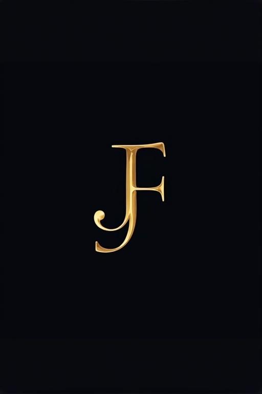 Minimalist luxury logo featuring J and F intertwined. Thin, elegant linework in metallic gold. Clean, modern, sophisticated design. Dark background to enhance golden contrast. Convey exclusivity and elegance.