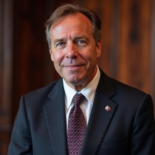 Formal portrait of a businessman wearing a suit with a relaxed expression in a professional setting.