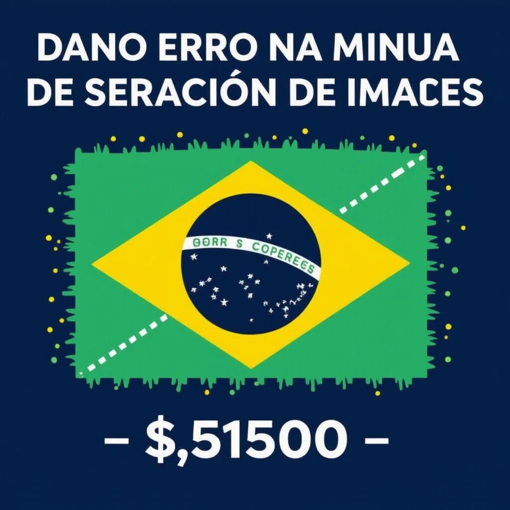 Bright blue background with Brazilian flag in the center. Outlined in vibrant green. Text reads about an error in image generation.