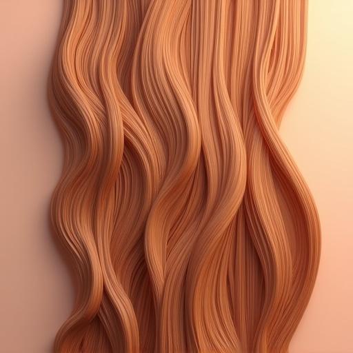 2D illustration of flowing hair strands with a smooth texture. Hair has a peach color and is styled in a cartoonish way. Suitable for character design and digital art.
