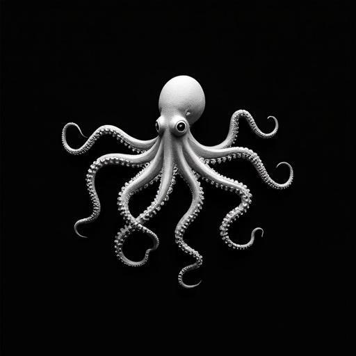Octopus on black background with minimalist design