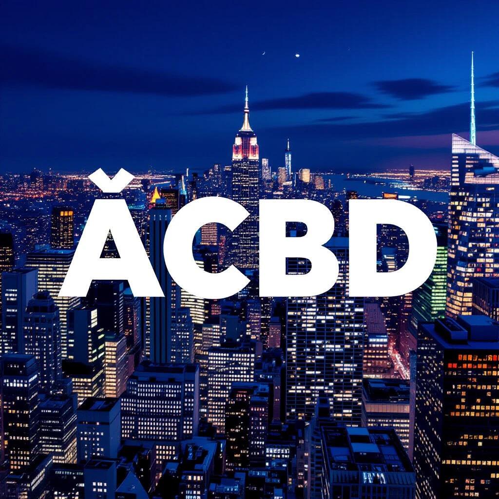 A stunning aerial view of New York City at night skyline includes the Empire State Building. Bright city lights illuminate the scene with dramatic blue sky and white text overlay in bold letters.