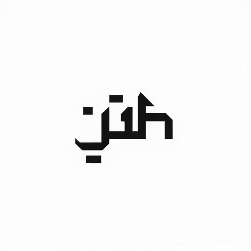 Logo design of the word BAZ in Arabic Square Kufic style. Features geometric and symmetrical elements. Modern minimalist design with bold black lines. Clean composition on a white background. Symbolizes strength and leadership.
