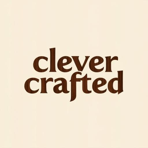 Company logo showcasing the text 'clever crafted' with a wooden texture design. Emphasizes smart designs in wood products.