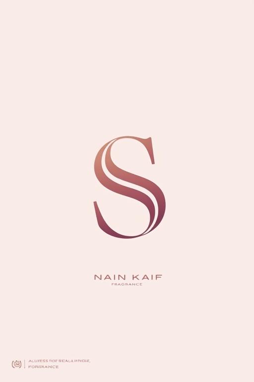 High-end fragrance brand logo design featuring a stylized letter S. Elegant and minimalistic design. Clear background with soft colors for a sophisticated look.