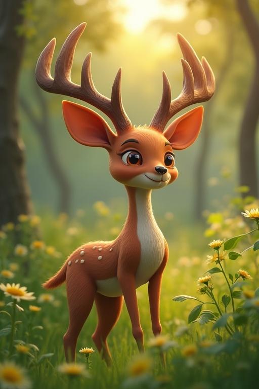 3D animated portrait style background of a zoo featuring a kudu enclosure surrounded by wooden or light metal fencing. The area displays green grass, bright sky, and natural daytime lighting. The visual style is bright and cartoonish, suitable for children's character backgrounds.