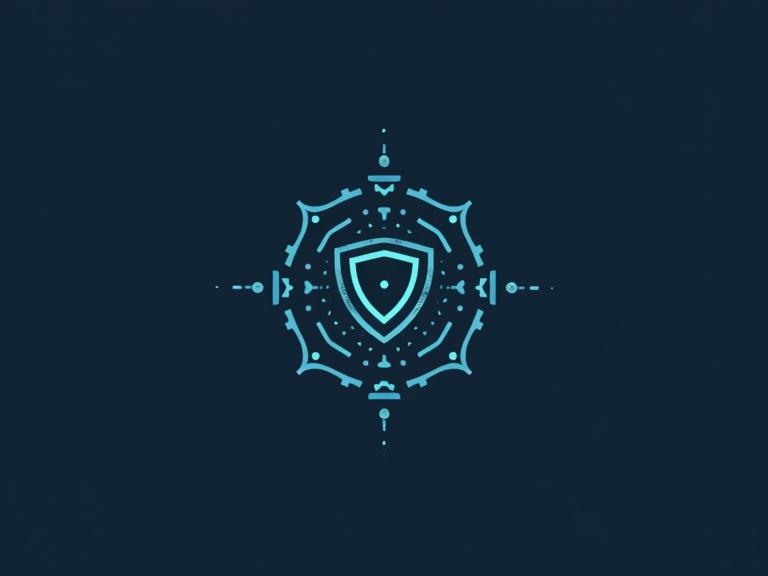 Minimalistic professional logo designed for cybersecurity featuring abstract elements and a simple color palette intended for branding purposes in the technology sector