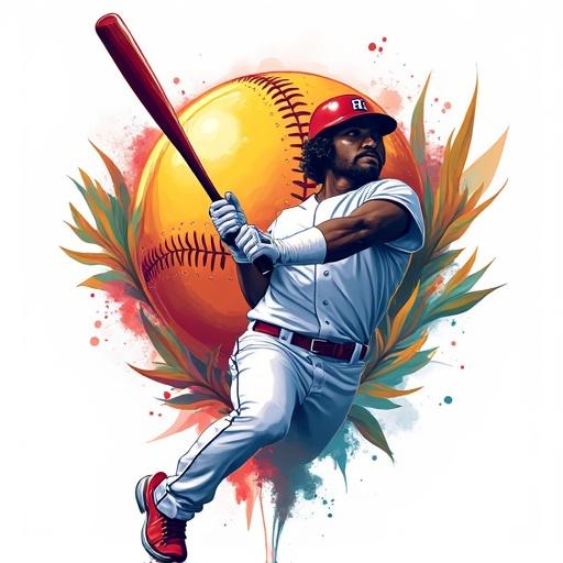 Insignia representation for a baseball tournament with a white background. Use multiple colors. Convey a sense of rivalry.