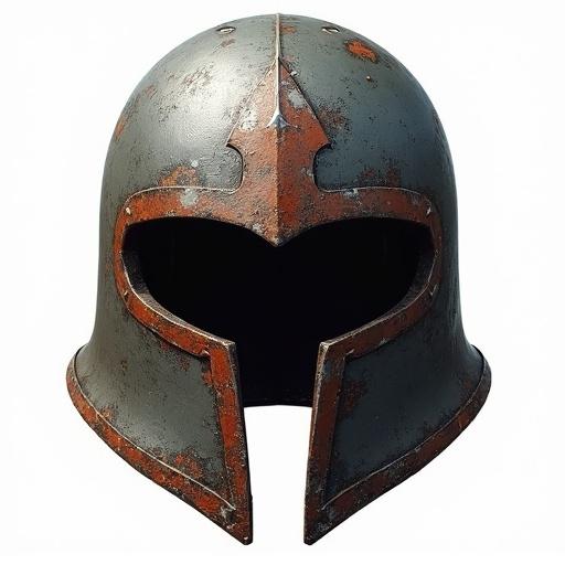 Helmet cap with detailed metal design in ARPG style. No background to focus on intricate details. Suitable for game asset usage.
