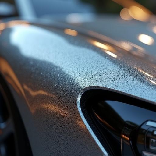 Ultra-realistic close-up of luxury car. Showcases reflective metallic paint and intricate details of car body. Focus on realistic texture of surface, accurate lighting reflections. Subtle dust or micro-scratches present. Natural environment reflections on glossy finish. Rendered in 8K with photorealistic detail for demonstrating material realism and surface fidelity.
