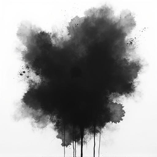 Illustration features black shapes on a white background. Most of the canvas is filled with black shapes creating an abstract effect.