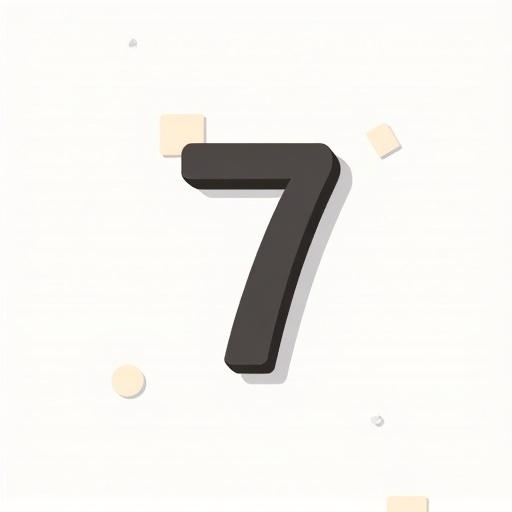 Simple calendar design featuring large number '7' in foreground with clean geometric shapes. Minimalistic style in flat cartoon vector art.