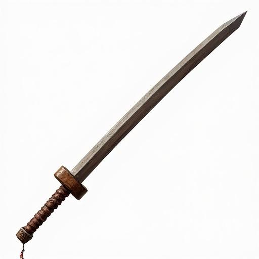 Wooden katana sword in ARPG style without background. Transparent background for versatility.