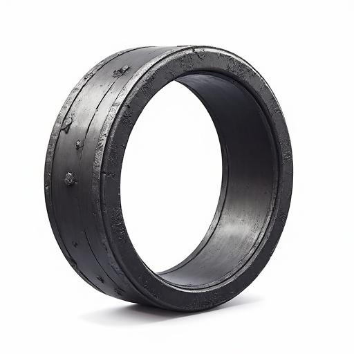 Finger ring made out of steel with a comic book style. No background present. Focused on ARPG style asset. Black color with textures.