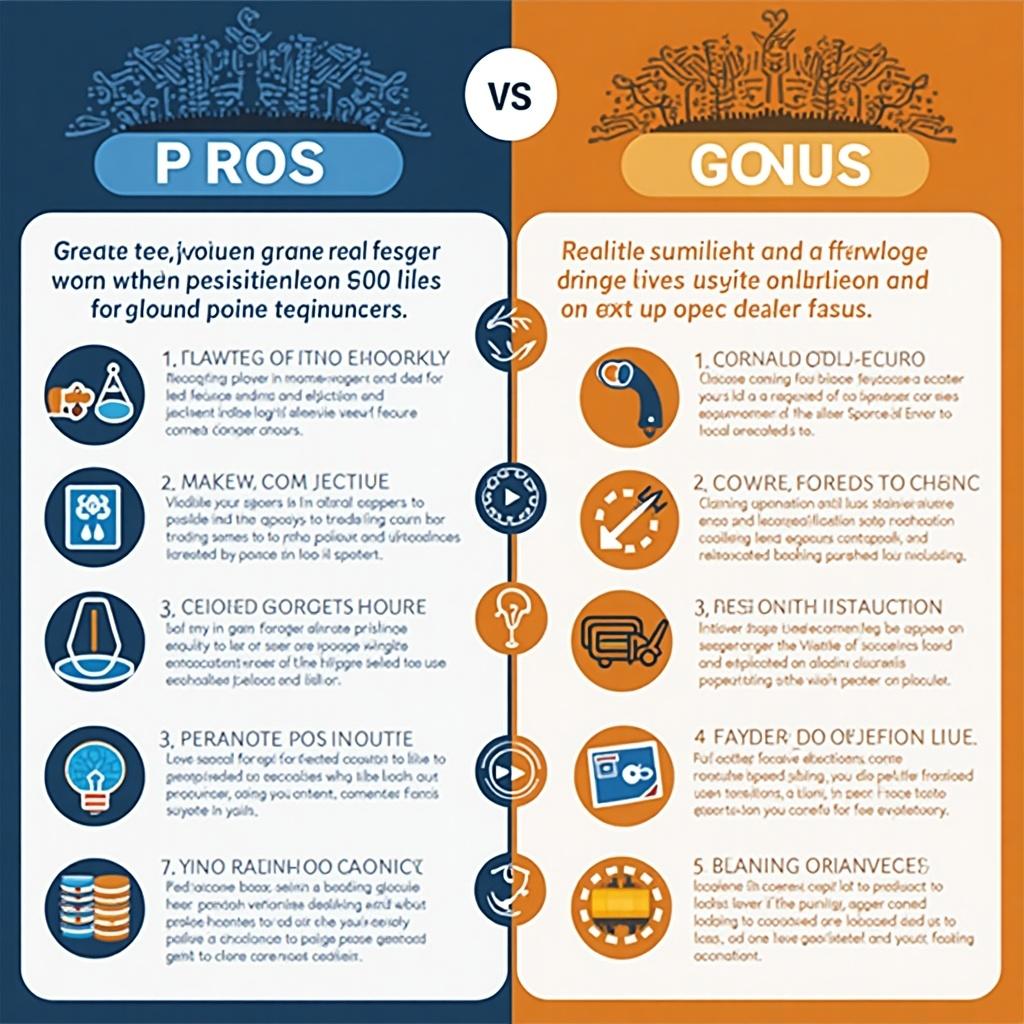 Graphic comparing pros and cons of live dealer casinos. Left side lists advantages clearly. Right side details disadvantages in a concise manner. Uses distinct color coding for clarity.