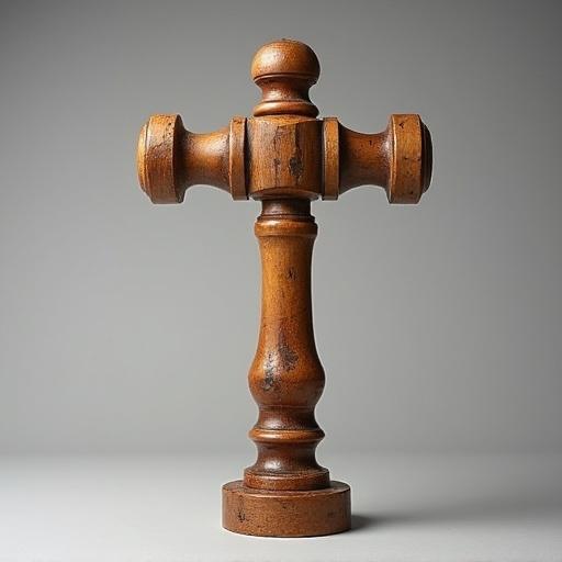 Wooden pillory styled as ham radio antenna.