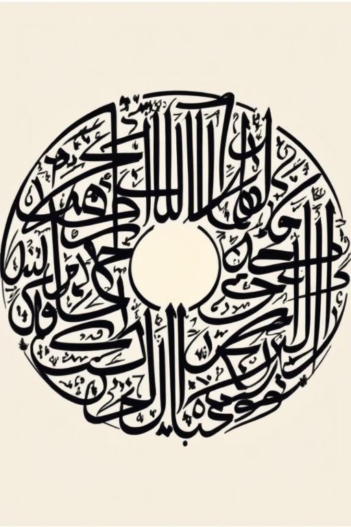 Design incorporates Arabic names in a circular format. Calligraphy features names seamlessly integrated. Circular layout emphasizes unity and harmony.