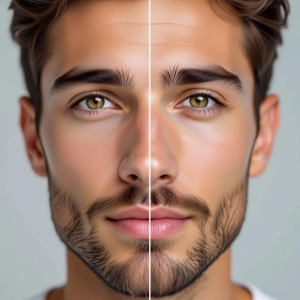 A highly detailed realistic face portrait with lifelike textures and expressions. Eye-level perspective with soft lighting highlights features.