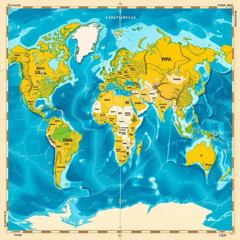 Illustrates a world map with a dashed line starting from Venice Italy descending down the Atlantic Ocean circling South Africa arriving in New Delhi India