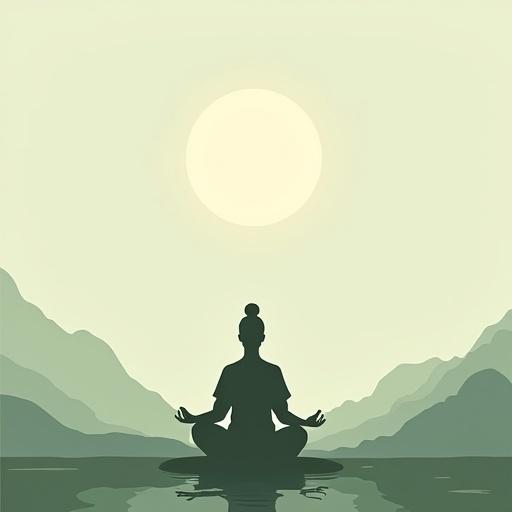 Thumbnail for a podcast episode focusing on Zen philosophy. Features a silhouette in Zazen pose. Set in a minimalist Zen garden or natural landscape. Includes gentle symbolic elements like a faint Enso circle and subtle water ripples. Uses muted colors like greens, greys, and browns. Creates a peaceful and profound mood. Text includes 'Mindful Explorations' and 'Zen Philosophy'.