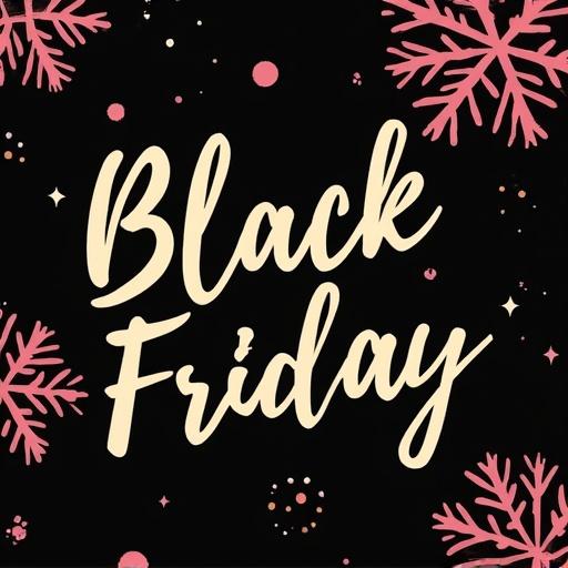 Text about Black Friday on a dark background with decorative elements