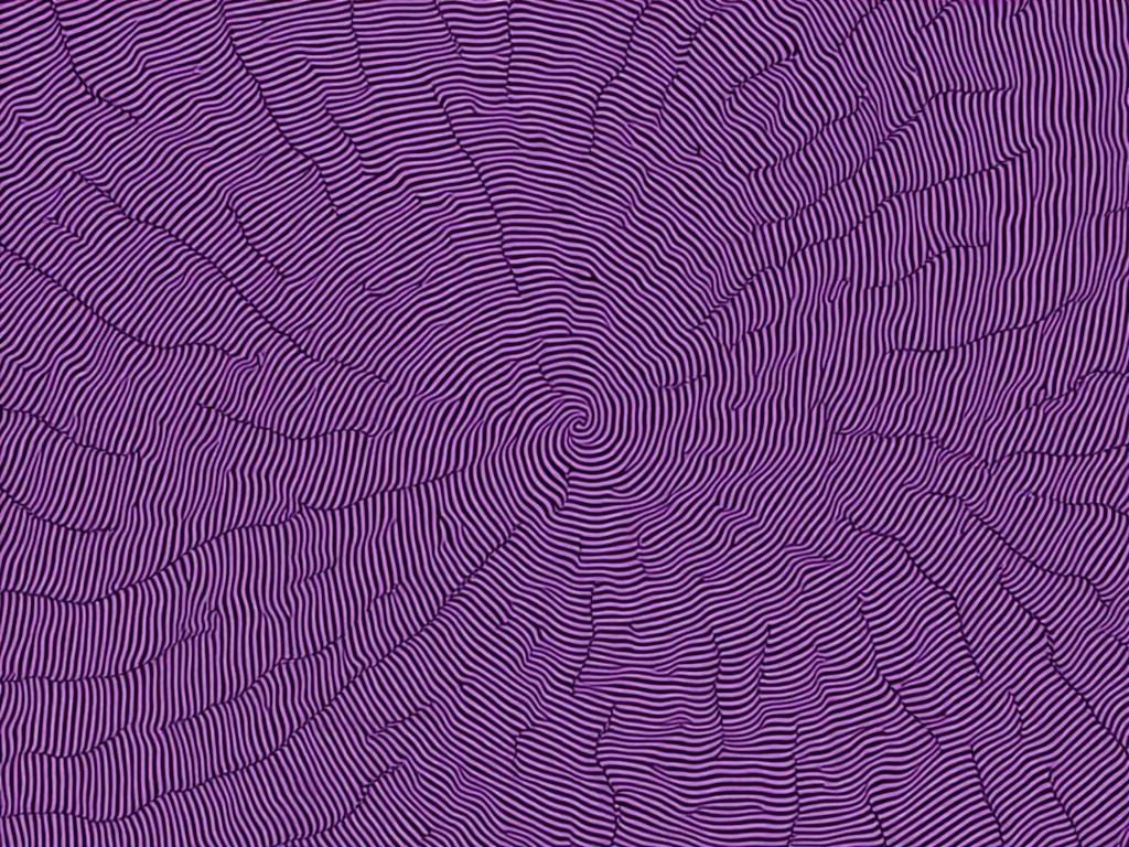 This image features an intricate pattern composed of concentric, swirling lines. The lines create abstract, purple spiral shapes that draw the viewer in. The design has a modern feel, with smooth and flowing curves. The various shades of purple give the pattern depth and visual interest. Overall, it serves as an eye-catching and vibrant background.