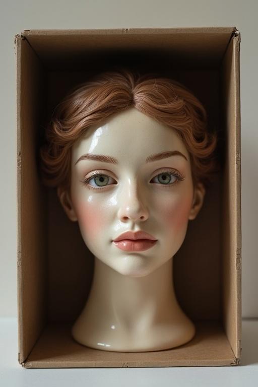 Female head placed in a box without details on the face features.