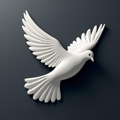 3D brand logo showing a dove symbolizing peace. Stylish and modern design with hyperrealistic features.