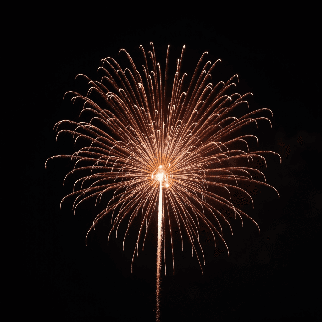 A vibrant firework burst against a dark night sky.