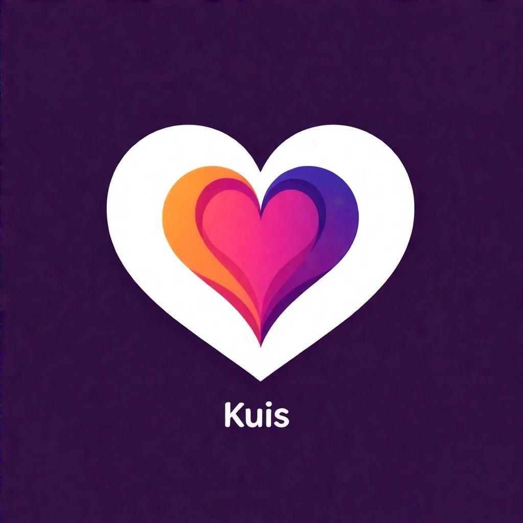 Logo design for a dating site named Kuis featuring a heart shape in multiple colors.