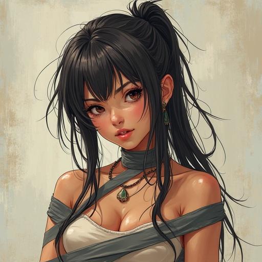 anime girl wrapped in tape