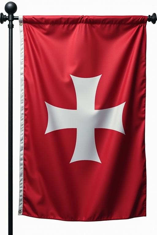 A flag representing St Andrew, featuring a bold red background with a white cross in the center.